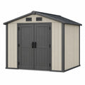 Abri de jardin 185 x 122 x 189 cm en résine beige et anthracite avec double porte ventilée