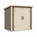 Abri de jardin 180 x 120 x 200 cm en résine beige et taupe à double porte