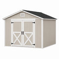Abri de jardin 244 x 183 x 230 cm en bois beige et blanc avec toit incliné pour rangement extérieur