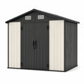 Abri de jardin 213 x 127 x 195 cm en acier galvanisé noir et crème à double porte ventilé
