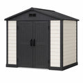 Abri de jardin 185 x 112 x 195 cm en résine noir/blanc à double porte ventilée