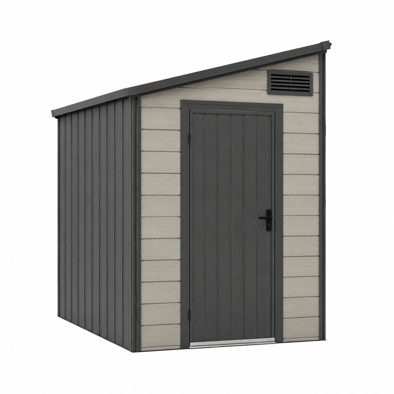 Abri de jardin 191 x 111 x 195 cm en résine gris anthracite avec porte ventilée