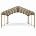Abri voiture 600 x 300 x 270 cm en acier beige avec toit à deux pentes