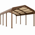 Abri voiture 495 x 300 x 240 cm en acier marron avec toit translucide style arche