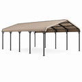 Abri voiture 430 x 300 x 270 cm en acier beige et noir à toit double pente