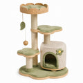 Arbre à chat 60 x 50 x 120 cm en sisal beige et vert avec niches et plateformes