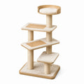 Arbre à chat 60 x 50 x 145 cm en bois beige avec poteaux en sisal et plateformes