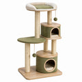 Arbre à chat 60 x 60 x 150 cm en bois et sisal vert avec niches et griffoirs