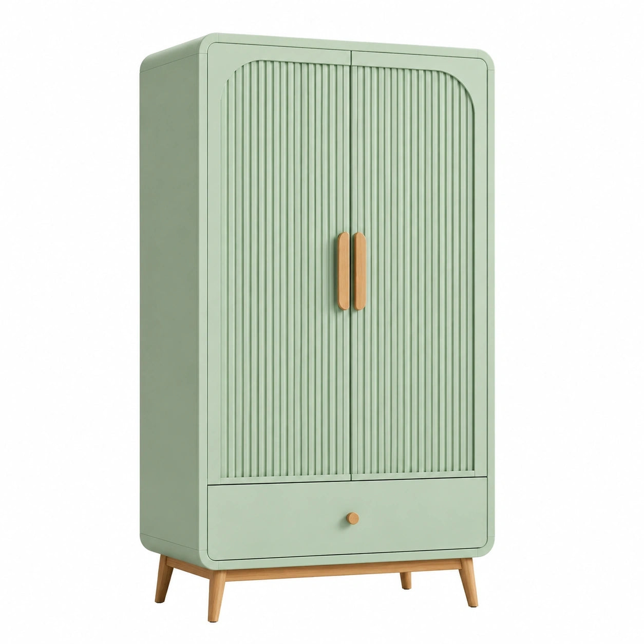 Armoire 90 x 45 x 180 cm en bois vert sauge avec tiroir style scandinave