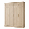 Armoire de rangement 200 x 60 x 220 cm effet chêne clair à 8 portes style contemporain