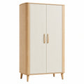 Armoire 100 x 50 x 180 cm en bois beige et blanc à 2 portes style scandinave