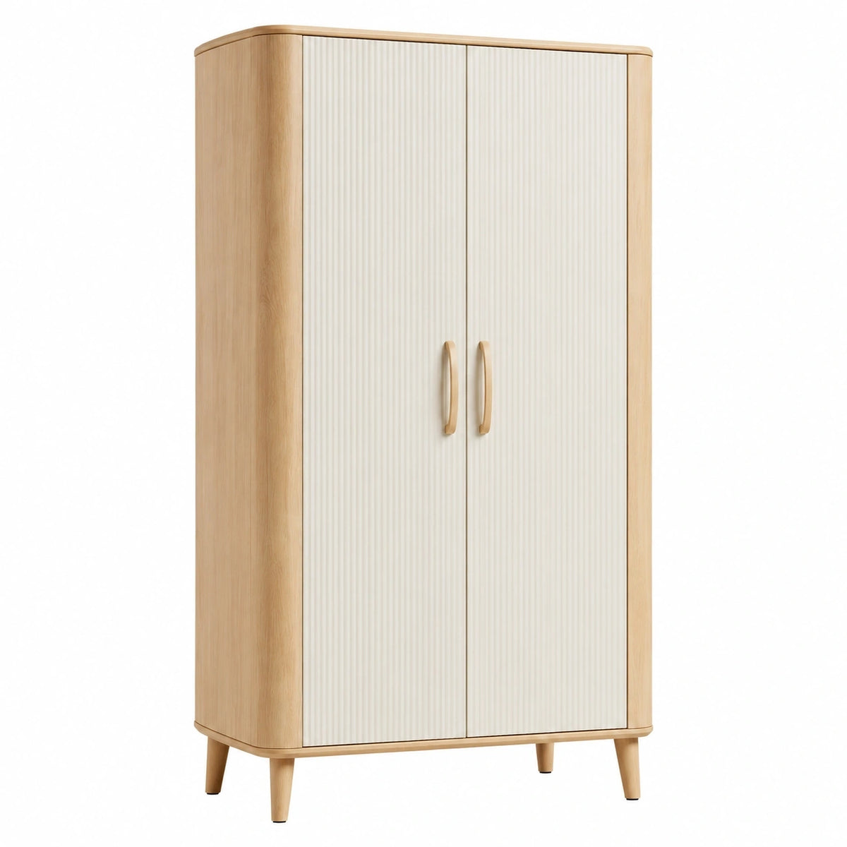 Armoire 100 x 50 x 180 cm en bois beige et blanc à 2 portes style scandinave