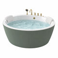 Baignoire îlot ronde diamètre 150 cm acrylique vert blanc balnéo avec robinetterie dorée