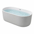Baignoire îlot ovale 170 cm en composite gris blanc pour salle de bains style contemporain